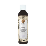 A bottle of Griffin Remedy Deep Hydration Restorative Shampoo with a label featuring botanical illustrations and text indicating the product name and type, lavender-scented. Natural hair care.