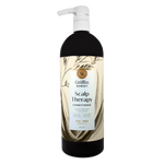 A pump bottle of Griffin Remedy Scalp Therapy Conditioner with Tea Tree scent, featuring a label with botanical illustrations. Natural hair care.