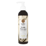 A pump bottle of Griffin Remedy Scalp Therapy Conditioner with Tea Tree scent, featuring a label with botanical illustrations. Natural hair care.